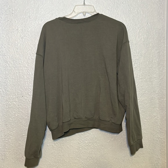 Divided sage green sweater with Love embroidered on the front size large - Picture 6 of 8